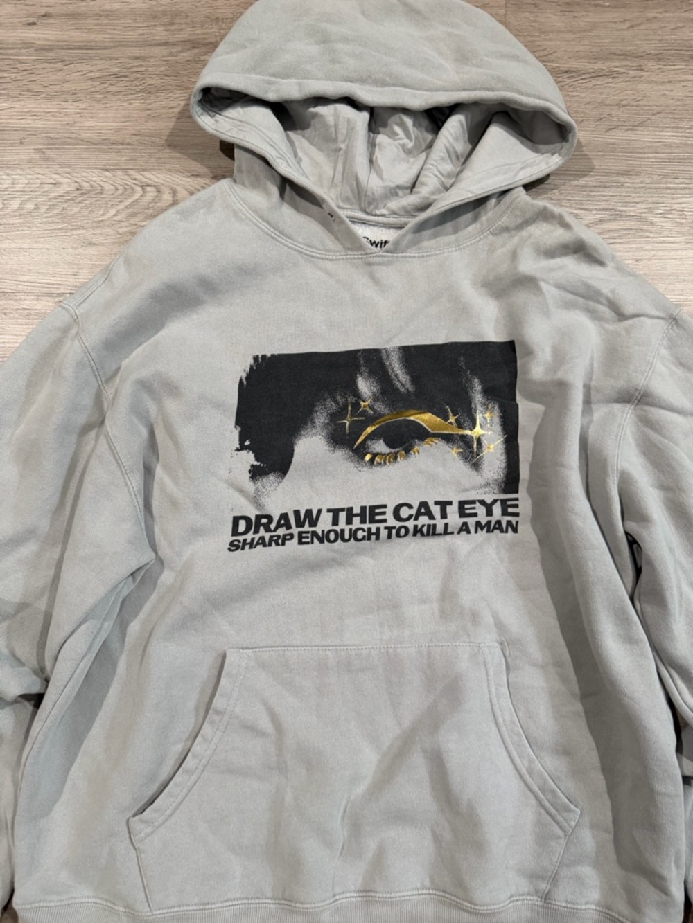 Taylor Swift Midnights Graphic Hoodie Light Gray Draw The Cat Eye Sweatshirt L - Picture 2 of 5